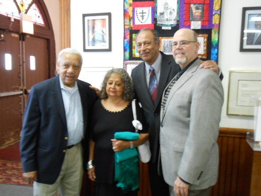 (From left to right) Christopher Reed, Mrs. Jones, Dewey Roscoe Jones II, Richard Courage